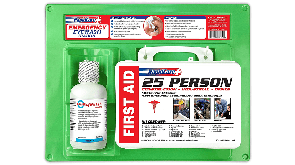 Rapid Care First Aid 661755 16 oz Eye Wash Station with First Aid Kit
