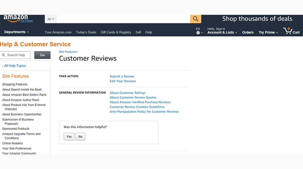 Amazon customer reviews