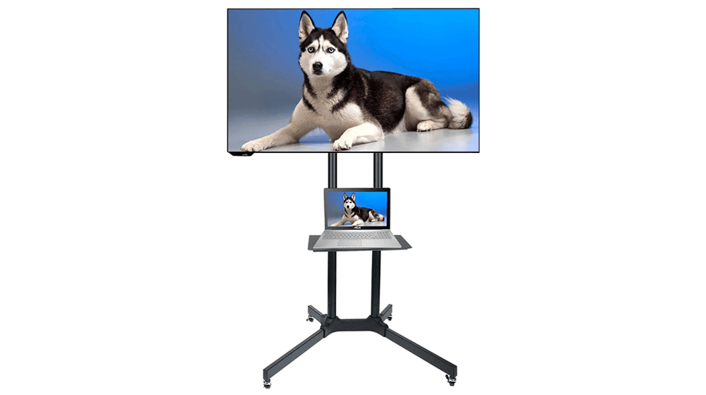 Husky Mount Mobile TV Stand with Wheels Heavy Duty Universal Rolling TV Cart