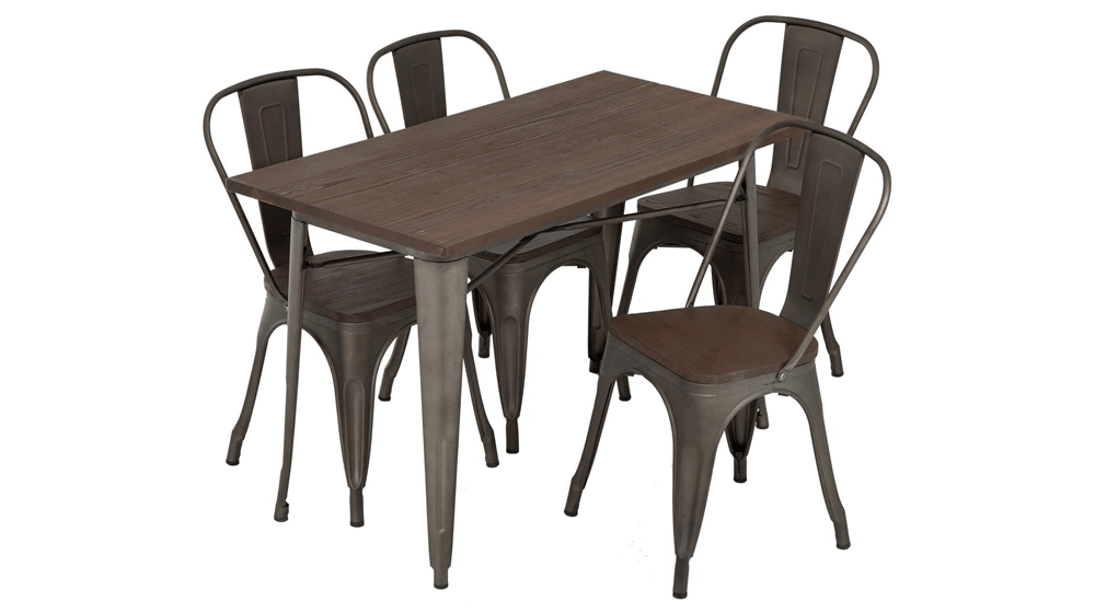 FDW Outdoor Dining Table and Chairs for 4 Patio Table Set 5-Piece Metal Dining Table Set