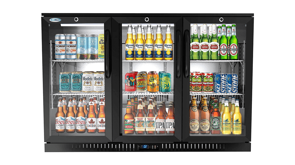 KoolMore - BC-3DSW-BK 3 Door Back Bar Cooler Counter Height Glass Door Refrigerator