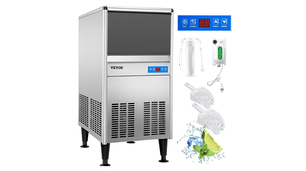VEVOR 110V Commercial Ice Maker 125LBS-24H with 50LBS Bin