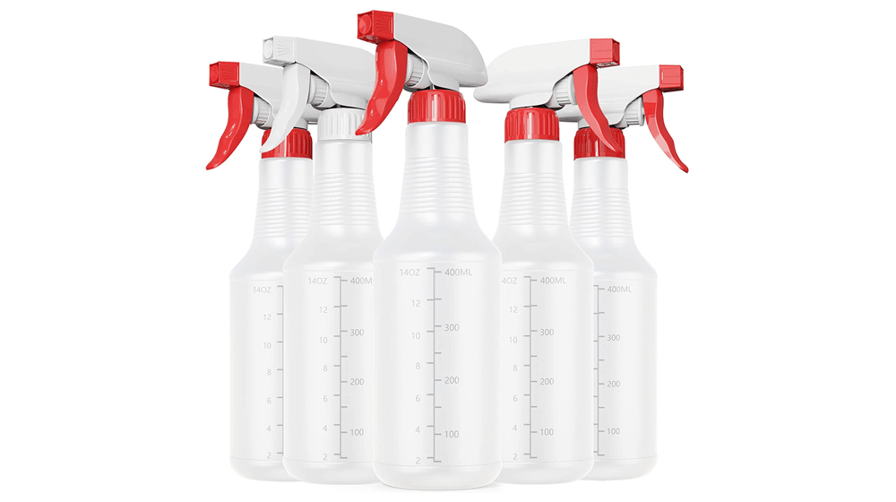 Veco Spray Bottle (5 Pack,16 Oz) with Measurements and Adjustable Nozzle