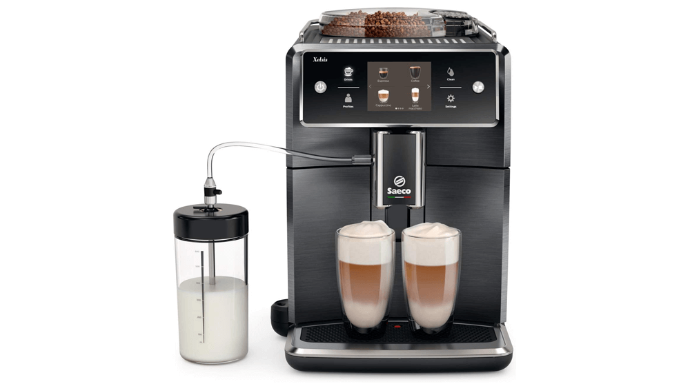 Saeco Xelsis Super Automatic Espresso Machine, Titanium Metal Front