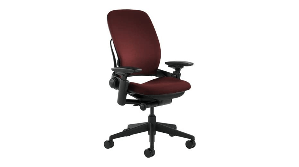 Steelcase Leap Office Chair, Black Frame and Buzz2 Burgundy Fabric