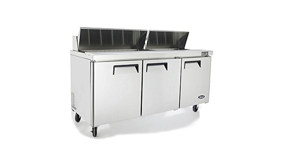 Atosa USA MSF8304GR 72.70-inch 3 Door Counter Height Refrigerated Sandwich, Salad Prep Table