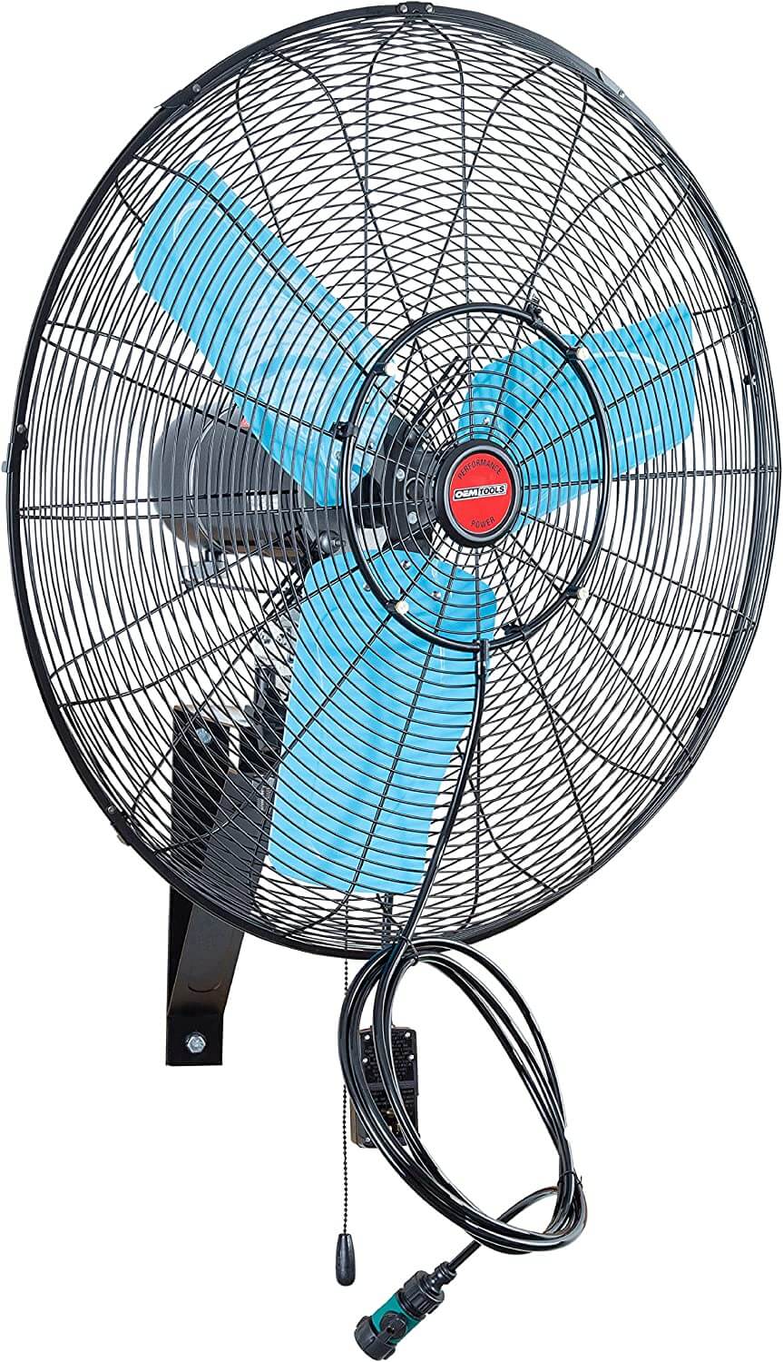 OEMTOOLS 23980 24-inch Oscillating Wall-Mount Misting Fan