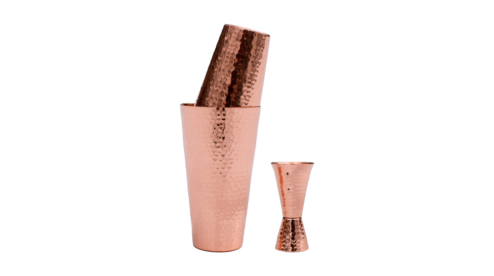 Prince of Scots Hammered Copper Cocktail Shaker Set with Jigger