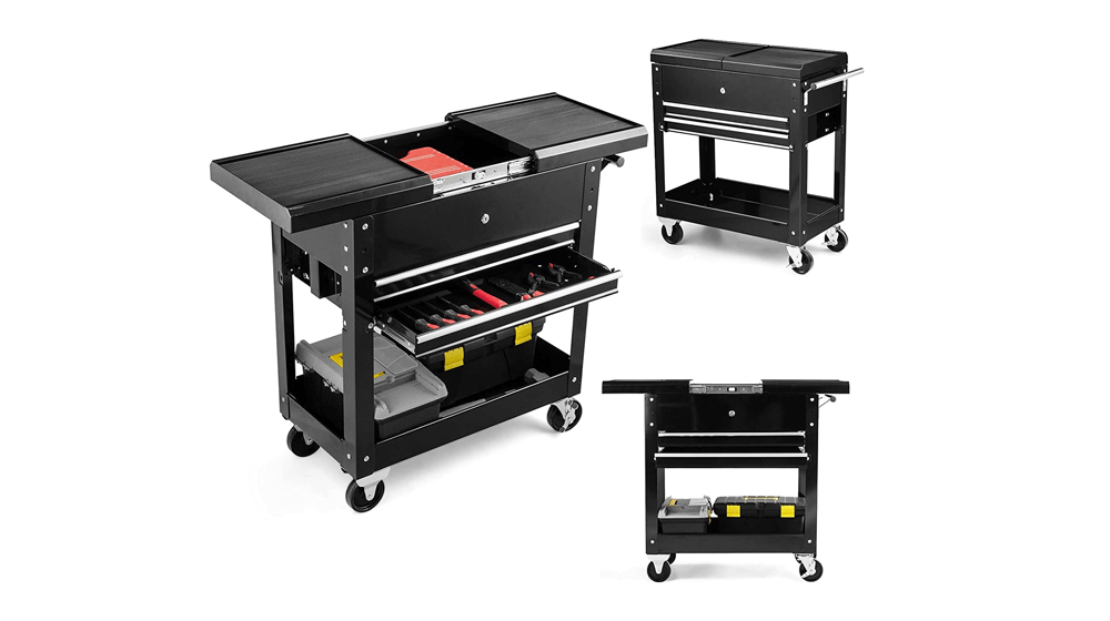 Goplus Tool Cart, 4-Tier Rolling Tool Box Cabinet on Wheels