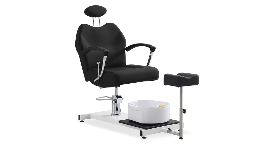 OKAKOPA Reclining Pedicure Station Hydraulic Height Adjustable, 360 Swivel Portable Pedicure Station Chair