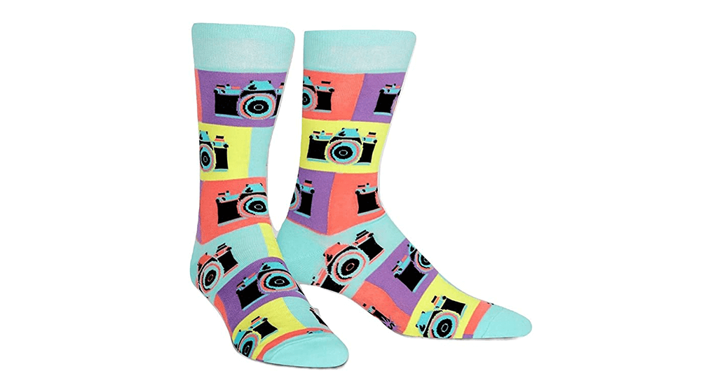 Sock It To Me Men's Say Cheese Retro Camera Photographer Crew Socks