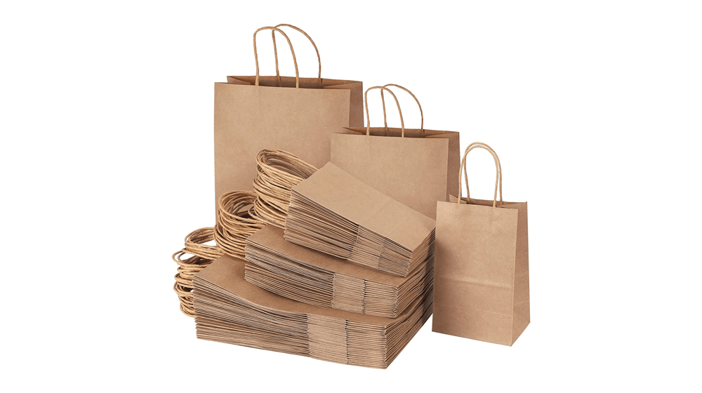 TOMNK 120pcs Brown Paper Bags with Handles Mixed Size Gift Bags Bulk