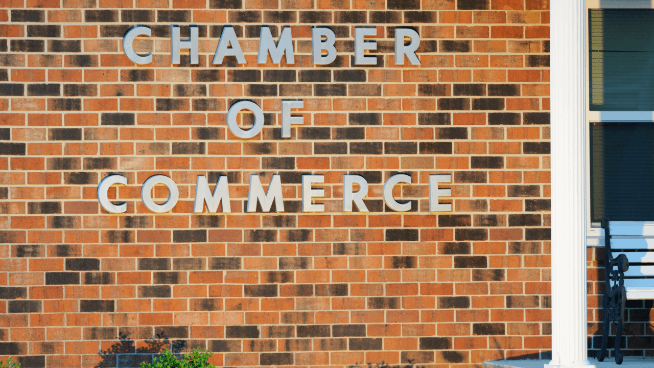 local chamber of commerce - brick front with chamber off commerce letters on it