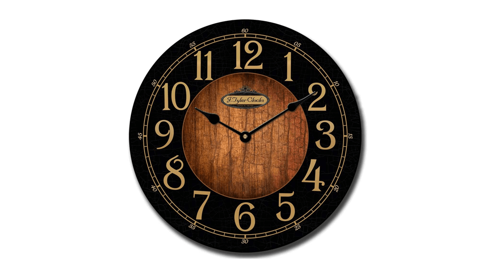 Black & Wood, Large Wall Clock