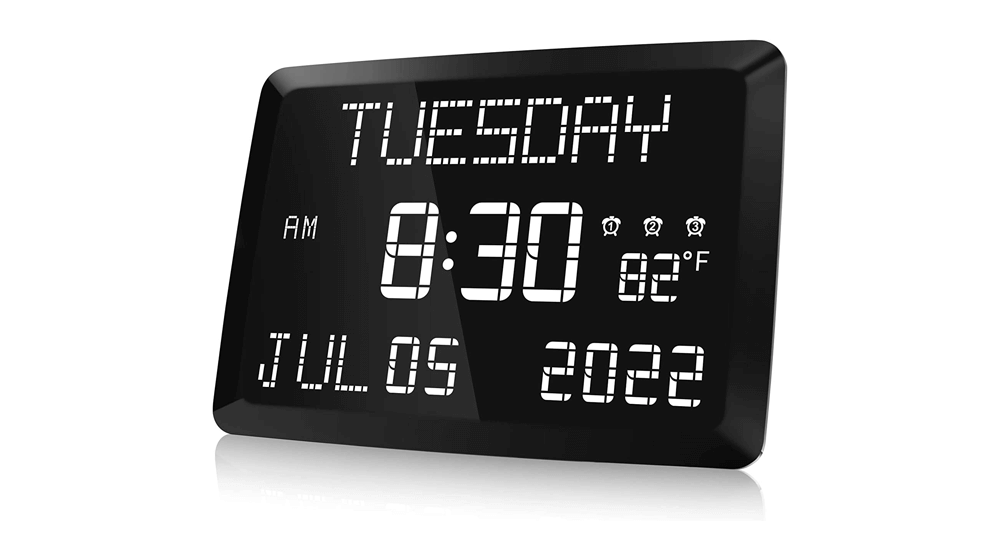 Digital Clock, Raynic 11.5-inch Large LED Word Display Dimmable Digital Wall Clock