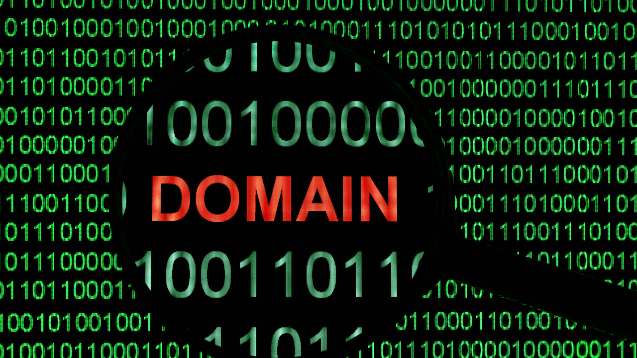 What is domain authority - magnifying glass hovering over binary and domain spelled out in red.