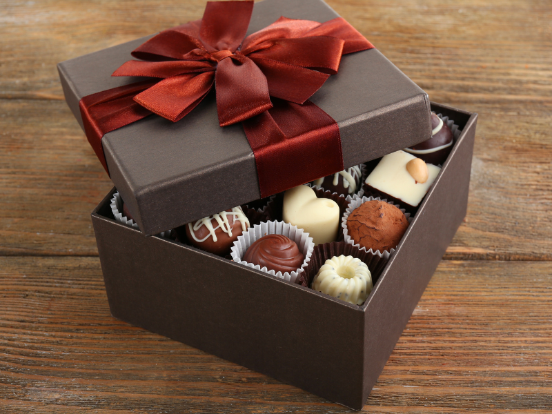 gift giving etiquette - fancy chocolates in a gift box