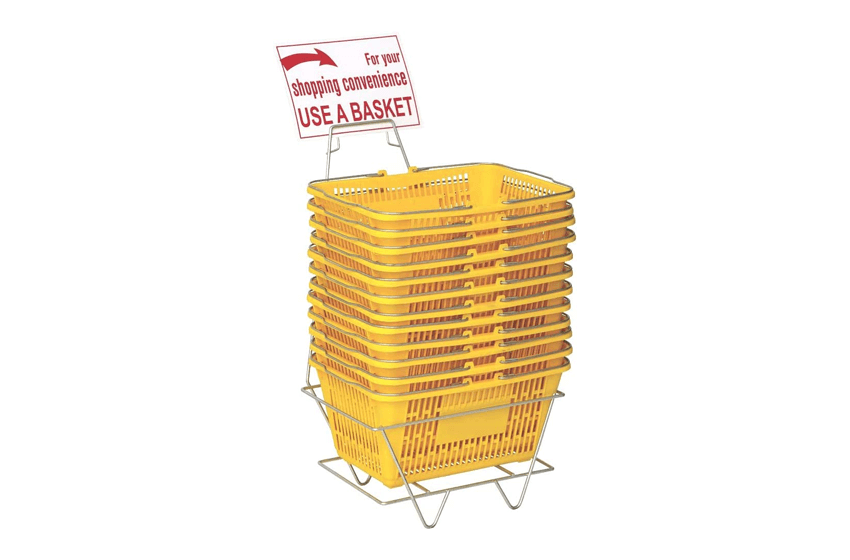 Only Hangers Plastic Shopping Baskets - Durable Yellow Plastic Set of Shopping Baskets