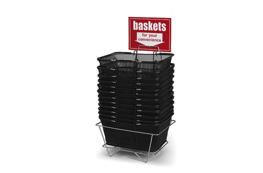 Shopping Basket Set in Black Metal,Wire Basket, Wire Shopping Perfect for Retail