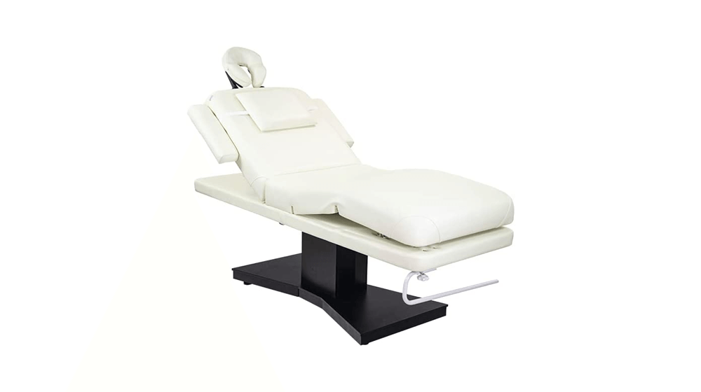 Milo Electric Massage Table, Facial Bed Beige top and Dark Brown Base