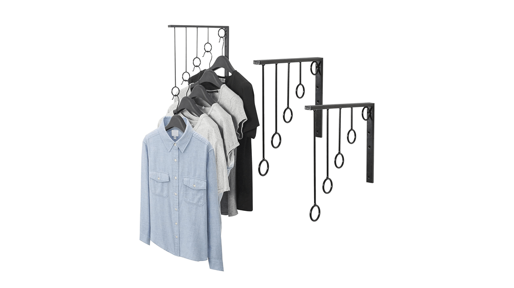 MyGift Set of 3 Wall-Mounted Metal Garment Rack