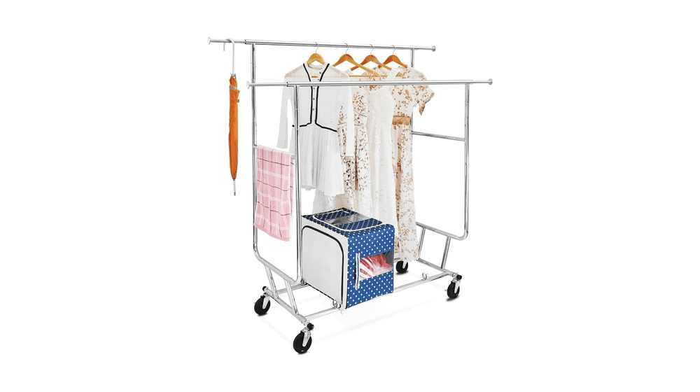 Yaheetech Commercial Clothing Garment Rack Rolling Collapsible Rack Hanger