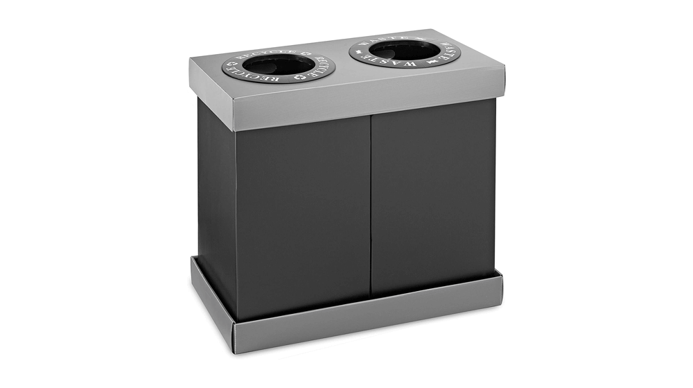 Alpine Industries Double Recycling Center - Plastic, Cardboard Recycle Trash Bin